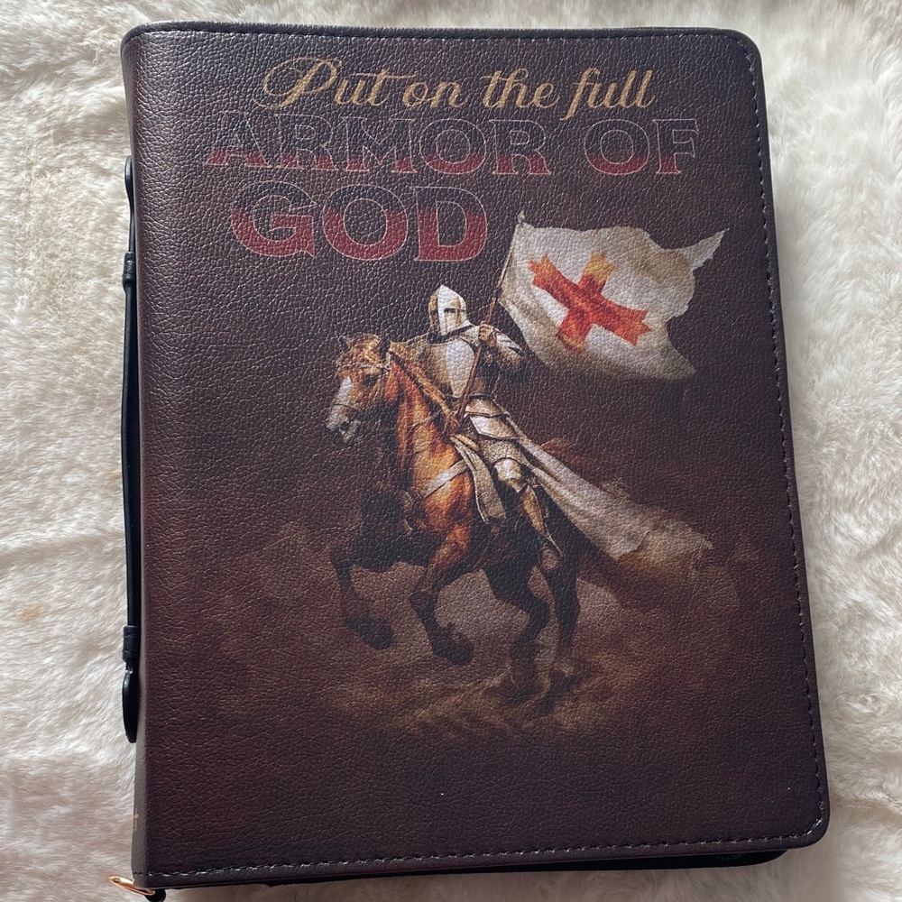 Jesus Spirit Faux Leather Bible Cover Carrying Case with inside storage